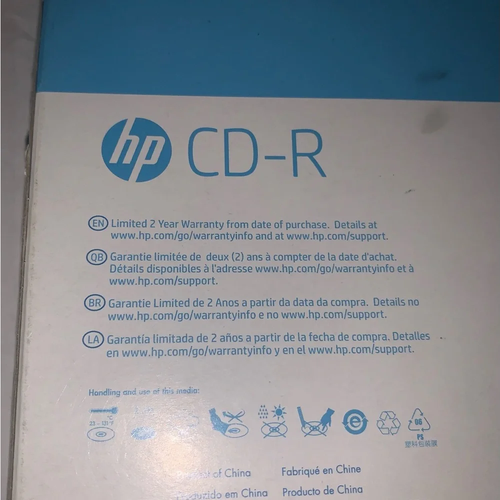 HP CD-R 5 Pack with Blue and White Design